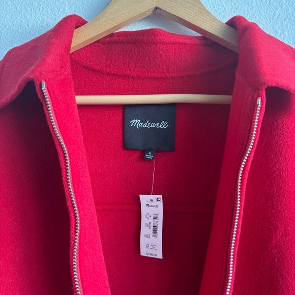NWT Madewell Double-Faced Rounded-Sleeve Wool Blend Red Cherry Coat Jacket Med - Picture 8 of 16